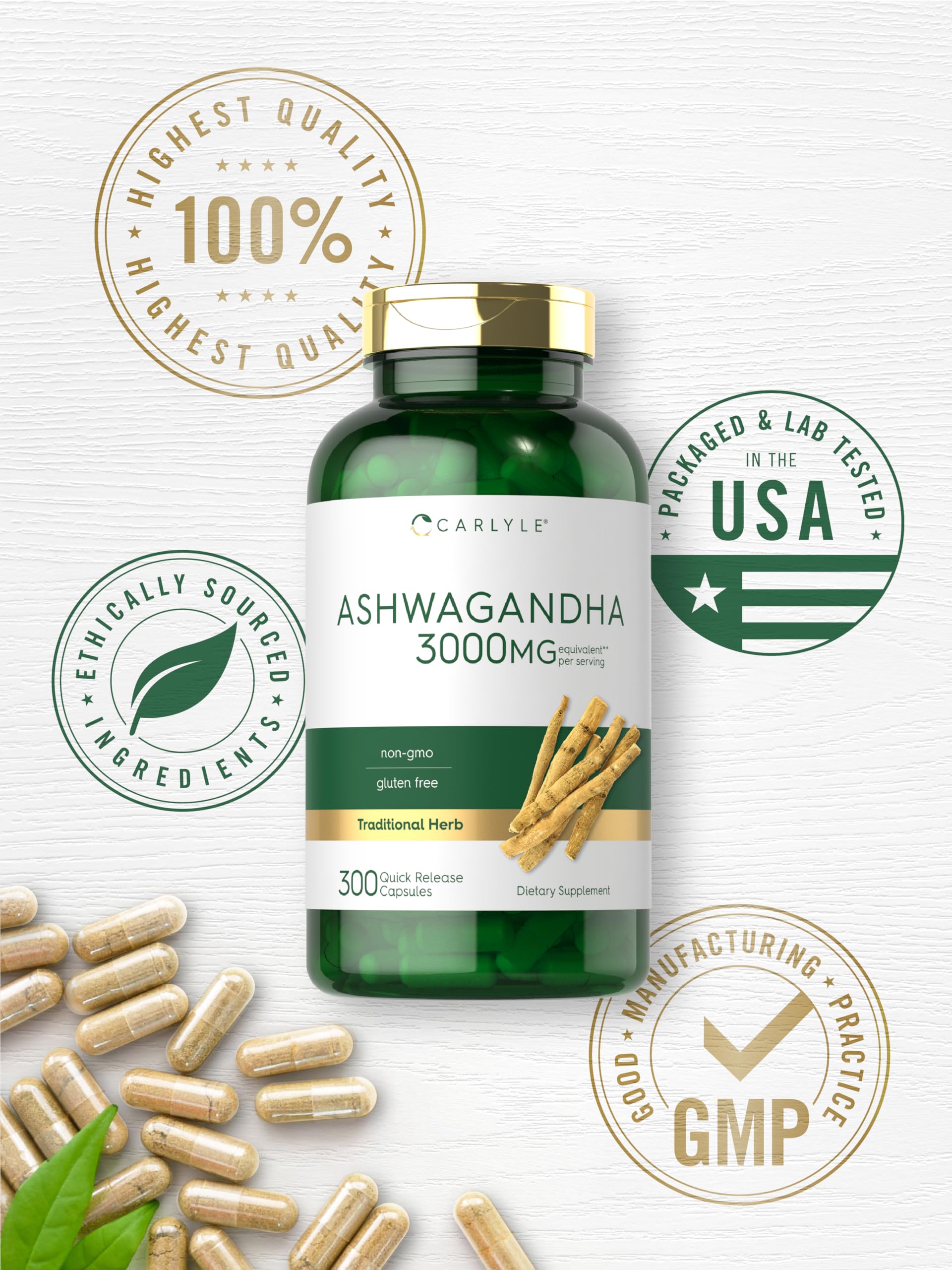 Foto 5 pulgar | Suplemento Carlyle Ashwagandha 3000 mg 300 Cápsulas - Venta Internacional