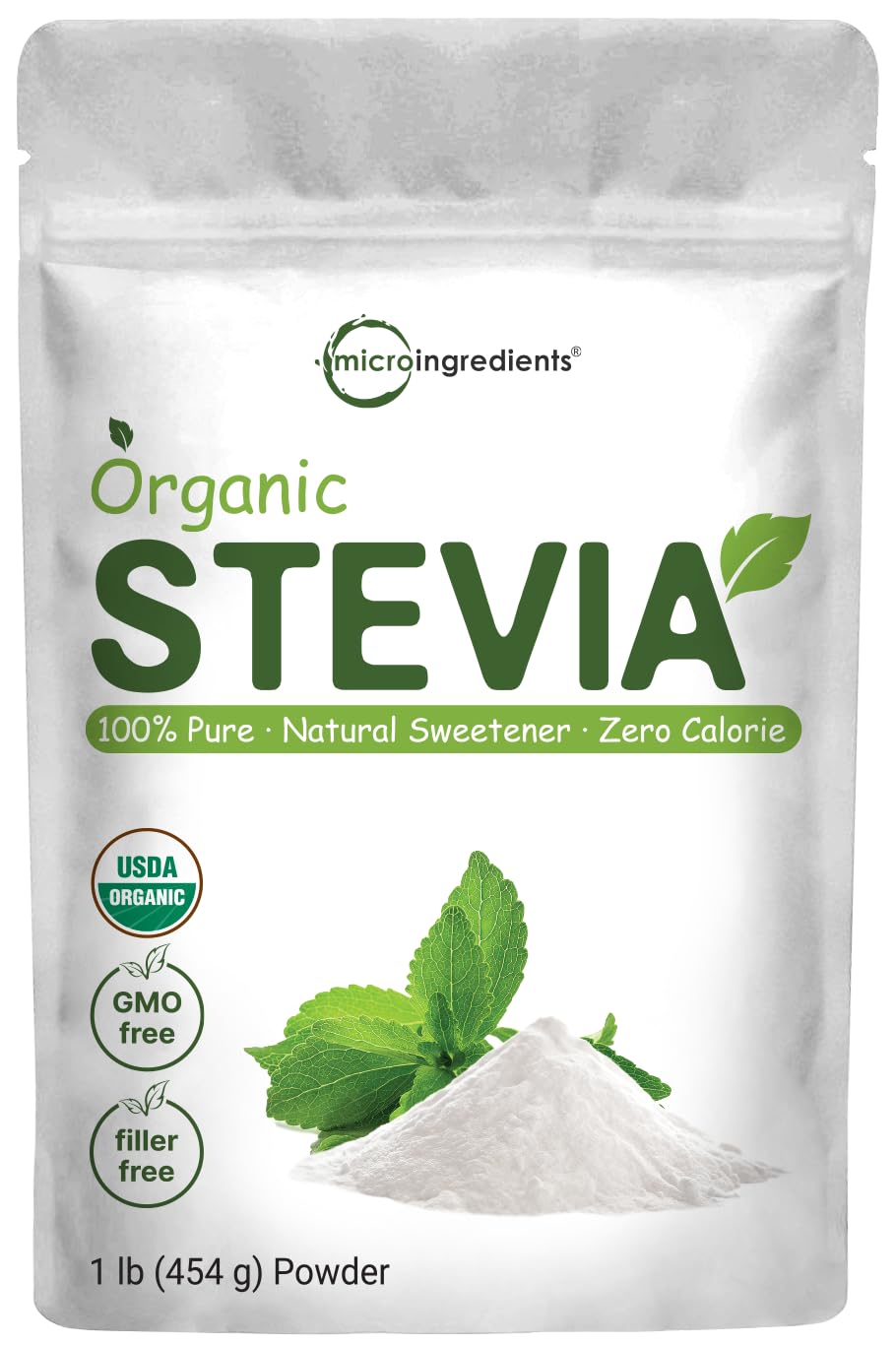 Foto 2 pulgar | Stevia en Polvo Orgánica 454g 2837 Porciones Micro Ingredientes - Venta Internacional