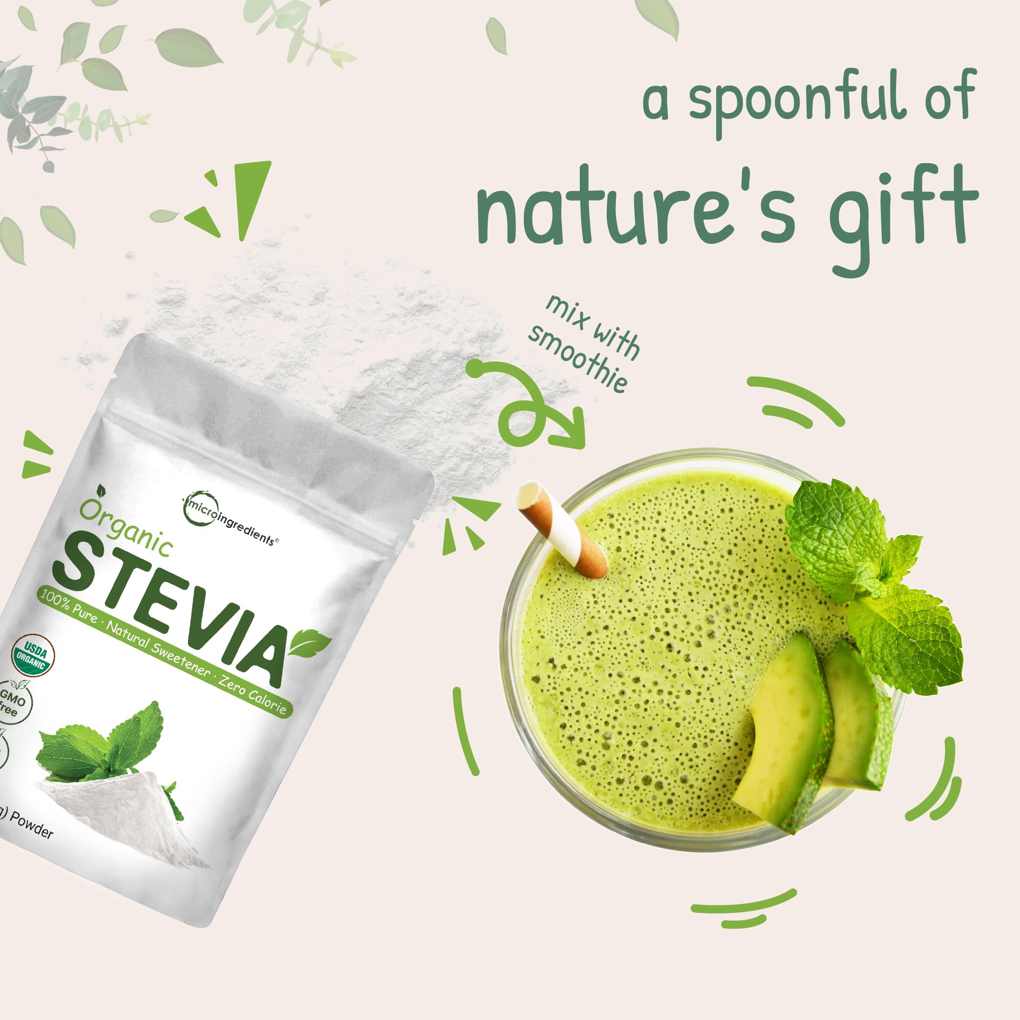 Foto 7 pulgar | Stevia en Polvo Orgánica 454g 2837 Porciones Micro Ingredientes - Venta Internacional