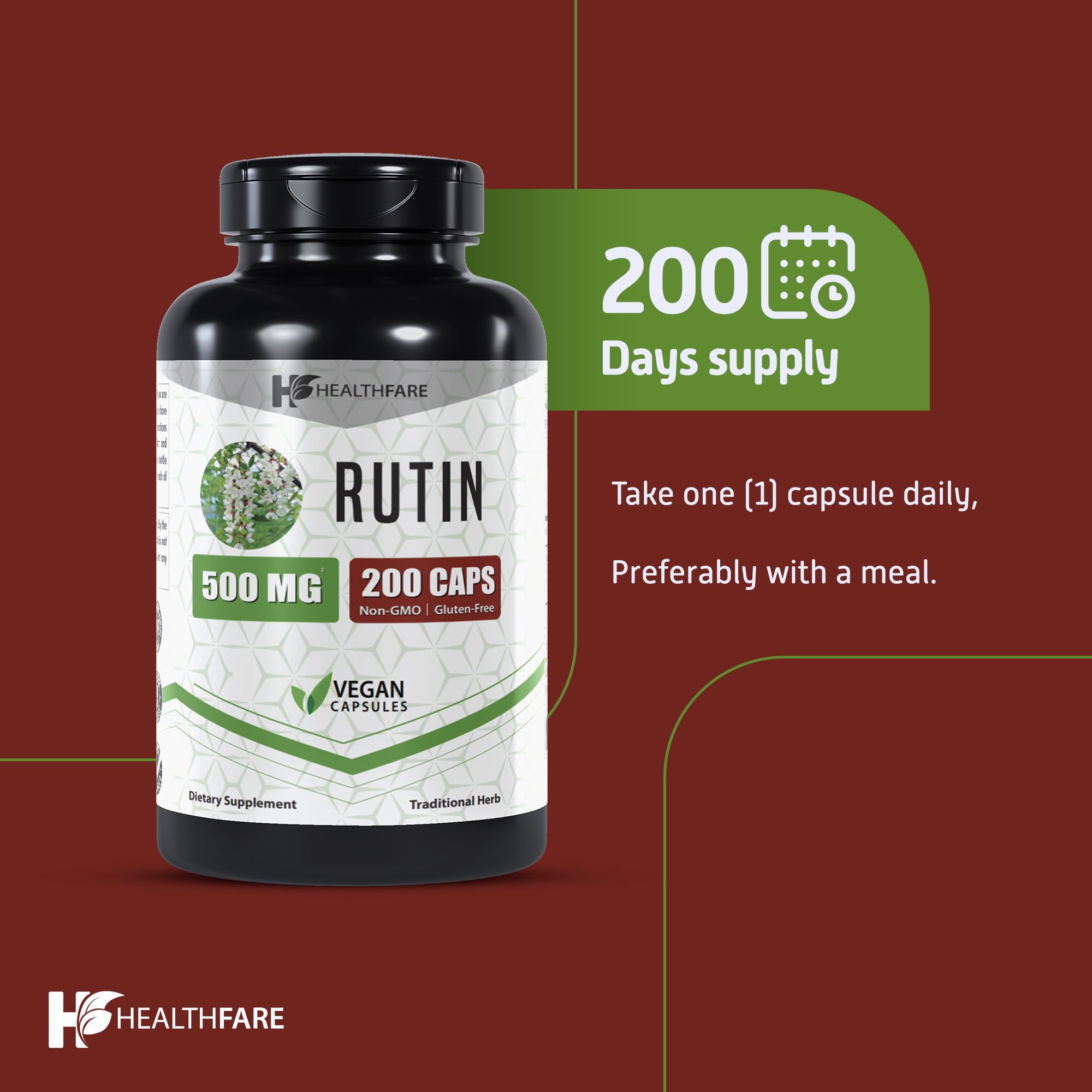 Foto 4 pulgar | Suplemento Healthfare Rutin 500 Mg 200 Cápsulas de Bioflavonoides - Venta Internacional
