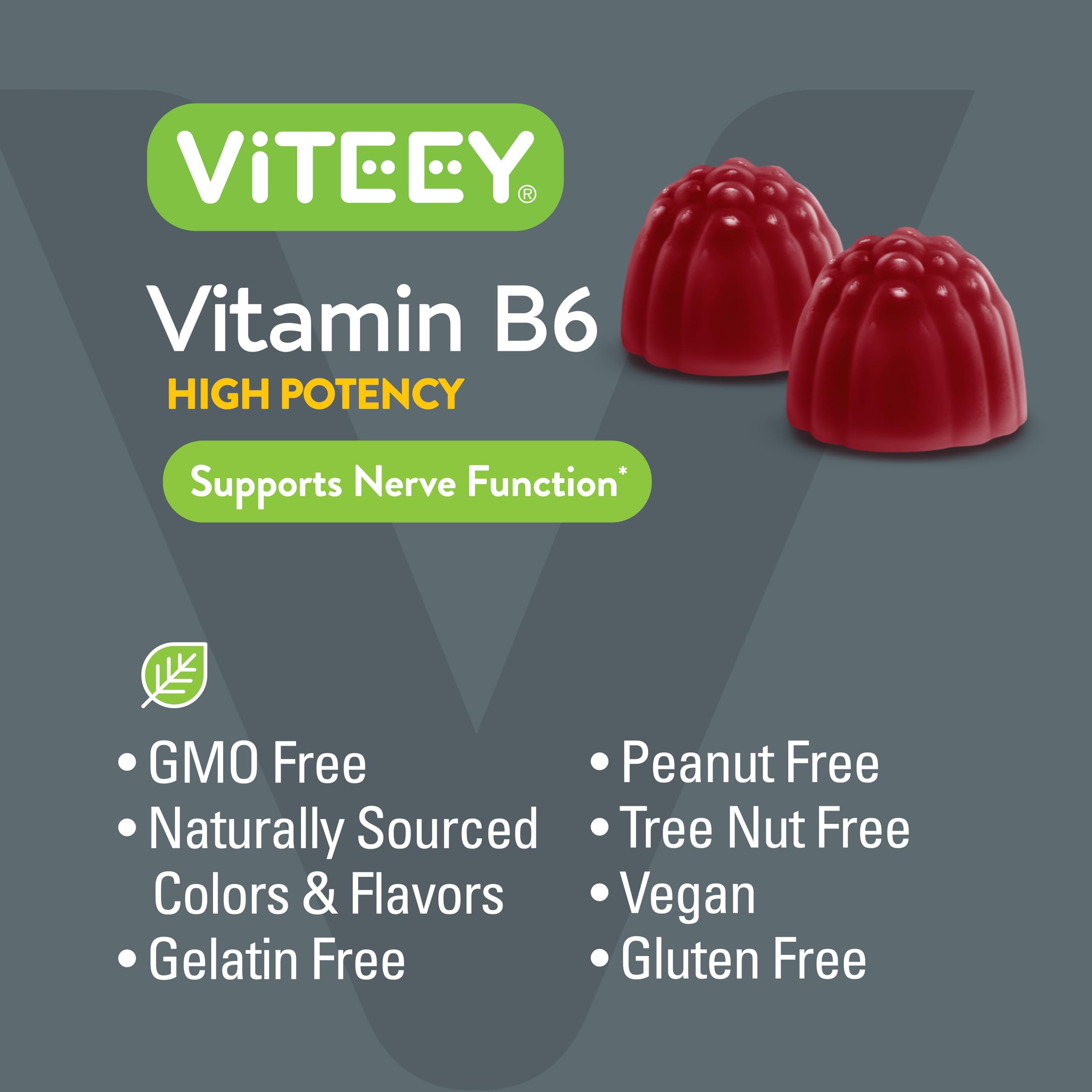 Foto 6 pulgar | Gomitas de Vitamina B6 Viteey 100 Mg para Adultos y Adolescentes 120 Gomitas - Venta Internacional