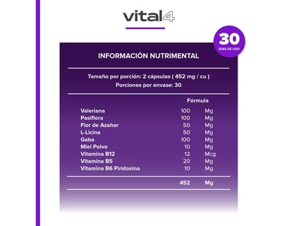 Foto 7 | Suplemento Vital4 Para Dormir Con Valeriana 60 Cápsulas Sabor Sin Sabor