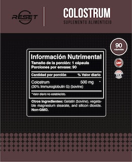 Foto 4 | Reset Nutrition | Colostrum | Calostro | 500 Mg | Sistema Inmune | Salud Intestinal | Hecho En Usa | 90 Cápsulas