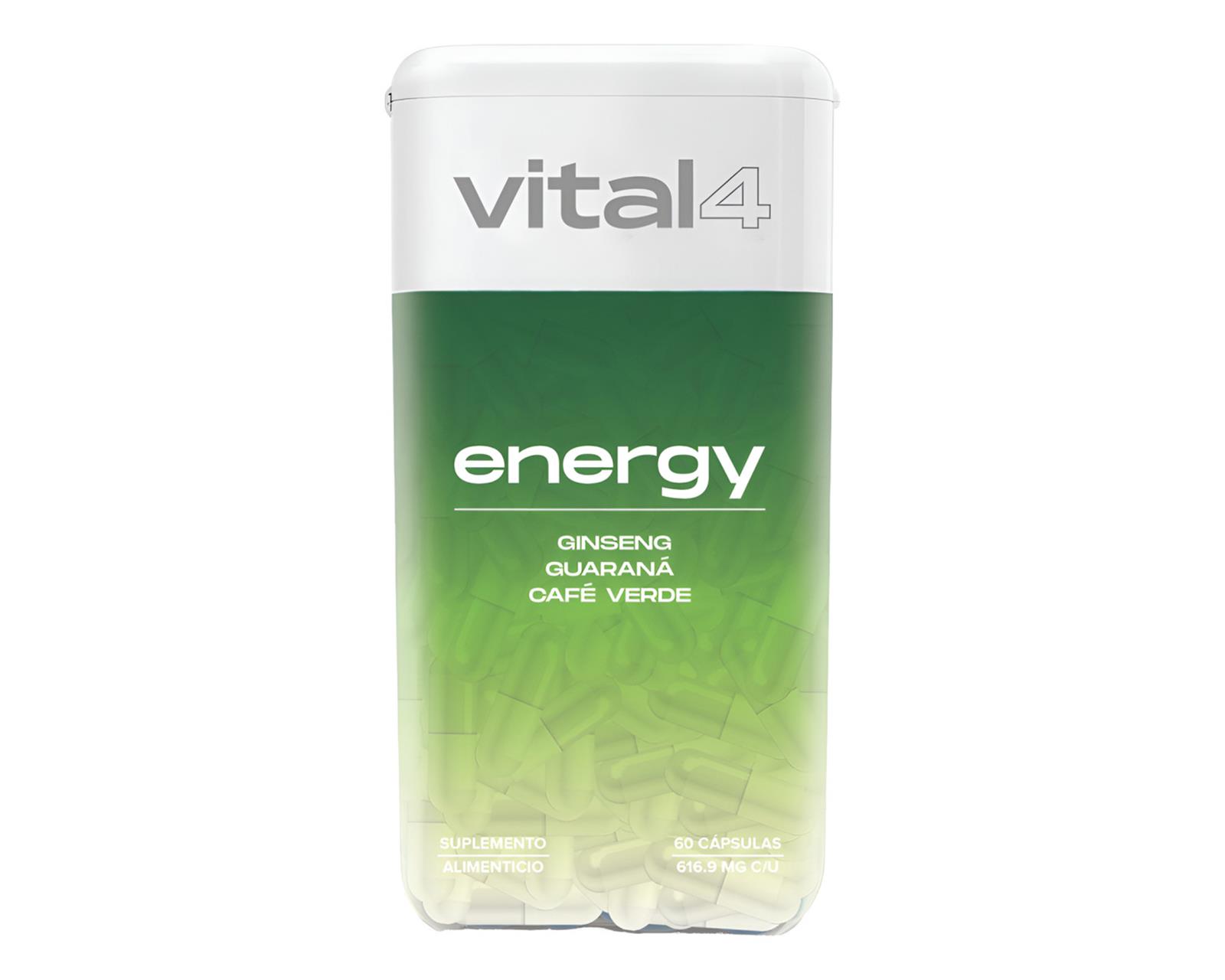 Foto 2 pulgar | Suplemento Vital4 Energy Con Ginseng De 60 Cápsulas Sabor Sin Sabor