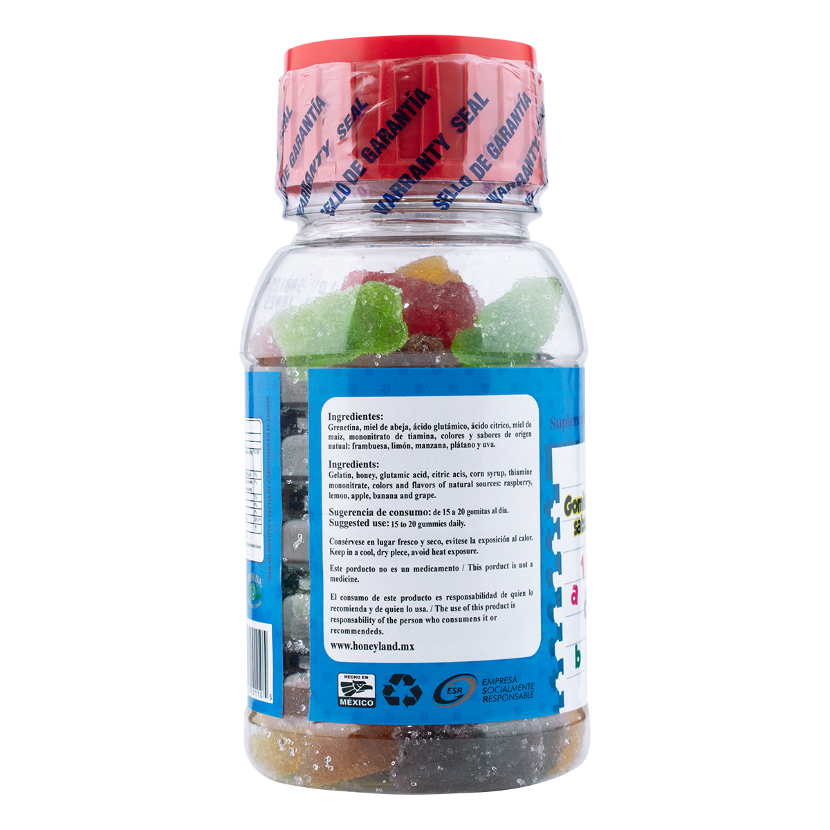 Foto 4 pulgar | Sabi-ositos Honey Land Gomitas 120 Pzas. con Ácido Glutámico Y Tiamina