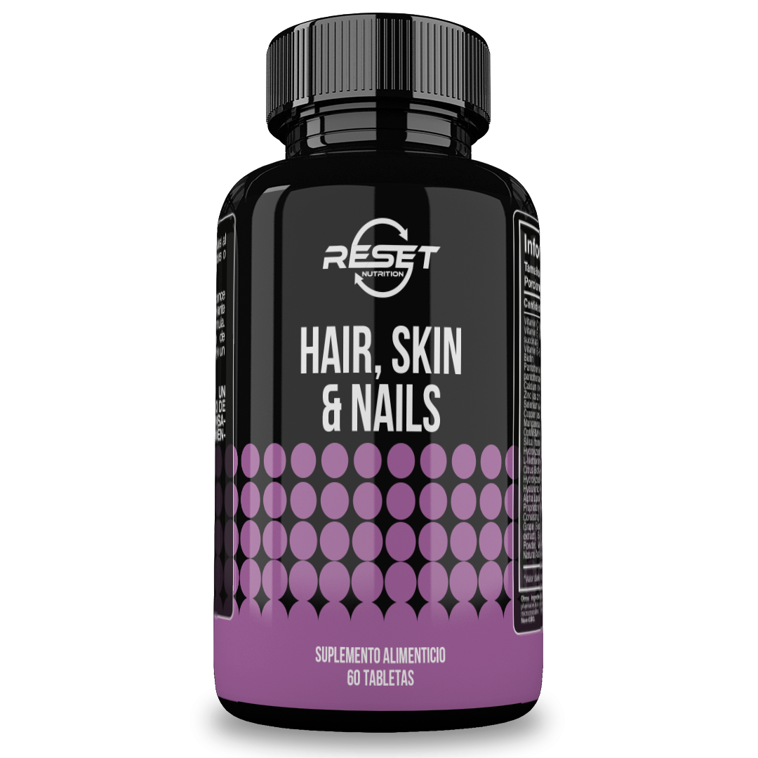 Reset Nutrition | Hair, Skin & Nails | Biotina,silica Y Colageno | Hecho En Usa | 60 Tabletas