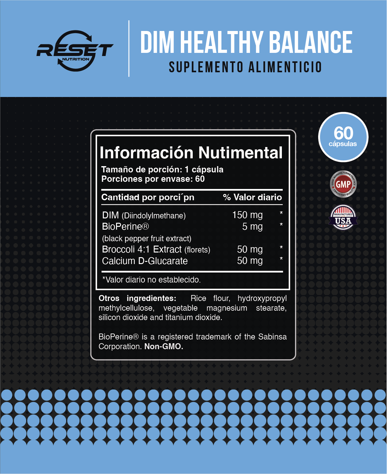 Foto 5 pulgar | Reset Nutrition | Dim Healthy Balance | Balance Hormonal | Hecho En Usa | 60 Cápsulas