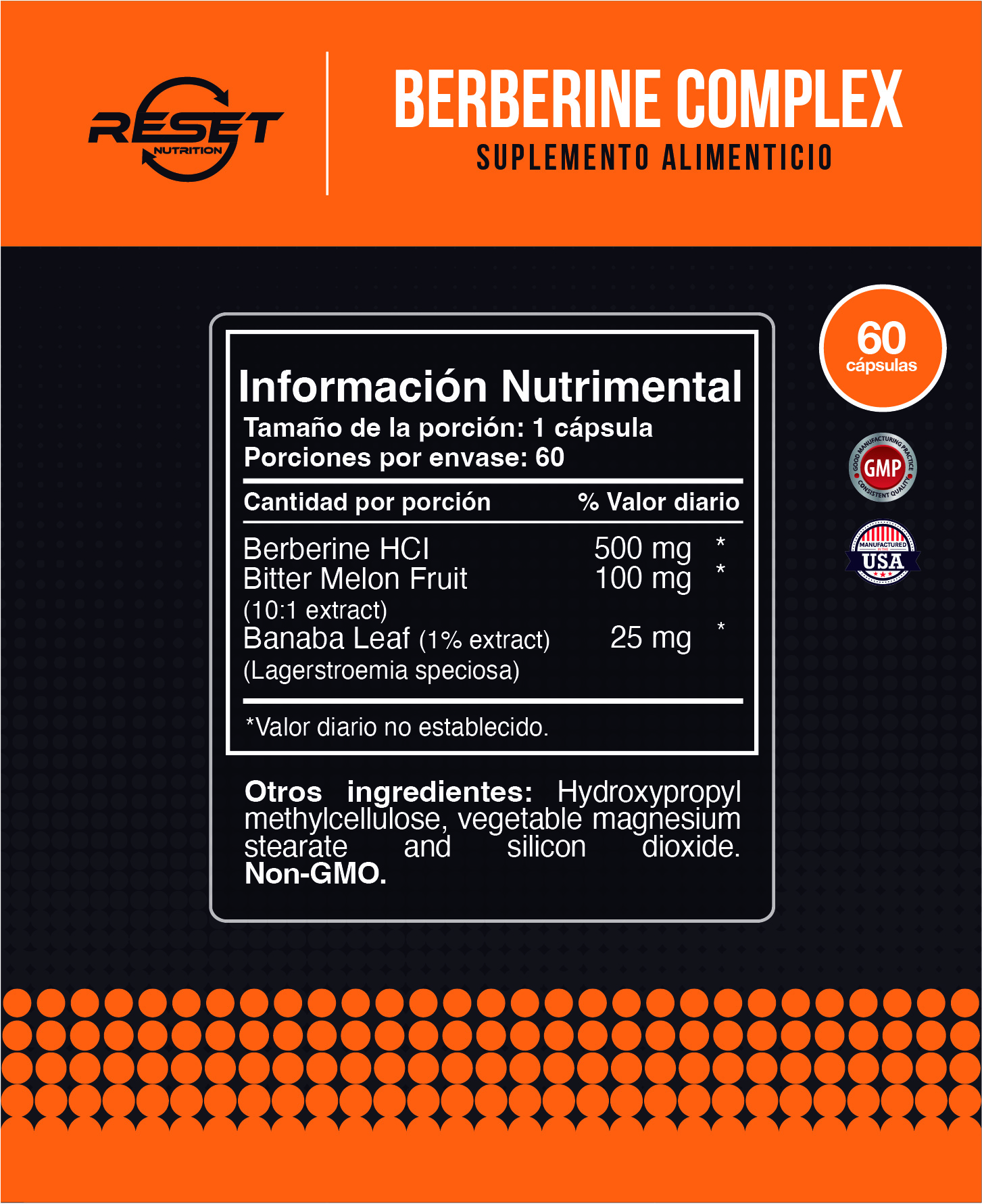 Foto 5 pulgar | Reset Nutrition | Berberine Complex | Berberina 500 Mg | Nivela Azucar En Sangre | 60 Cápsulas