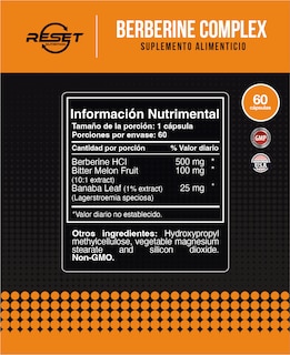 Foto 4 | Reset Nutrition | Berberine Complex | Berberina 500 Mg | Nivela Azucar En Sangre | 60 Cápsulas