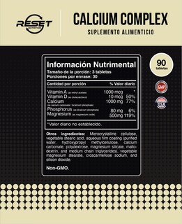 Foto 4 | Reset Nutrition | Calcium Complex | Osteoporosis | Huesos Fuertes | Calcio | Hecho En Usa | 90 Tabletas