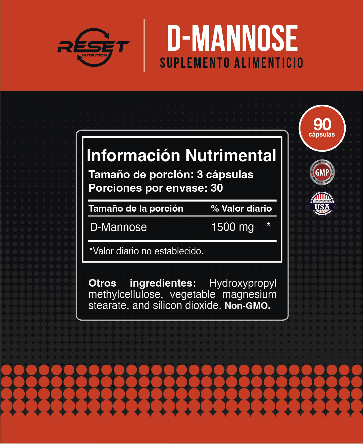 Foto 5 pulgar | Reset Nutrition | D-mannose | 1500 Mg | Infección Urinaria | Hecho En Usa | 90  Cápsulas