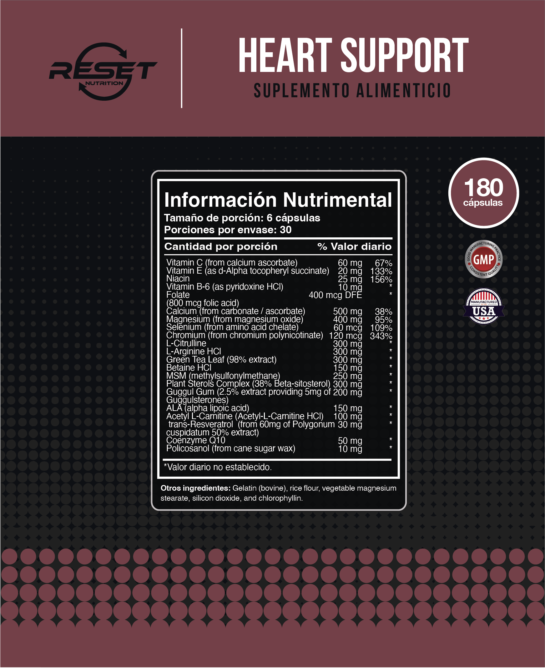 Foto 5 pulgar | Reset Nutrition | Heart Support | Niveles De Colesterol Y Triglicéridos |180 Cápsulas
