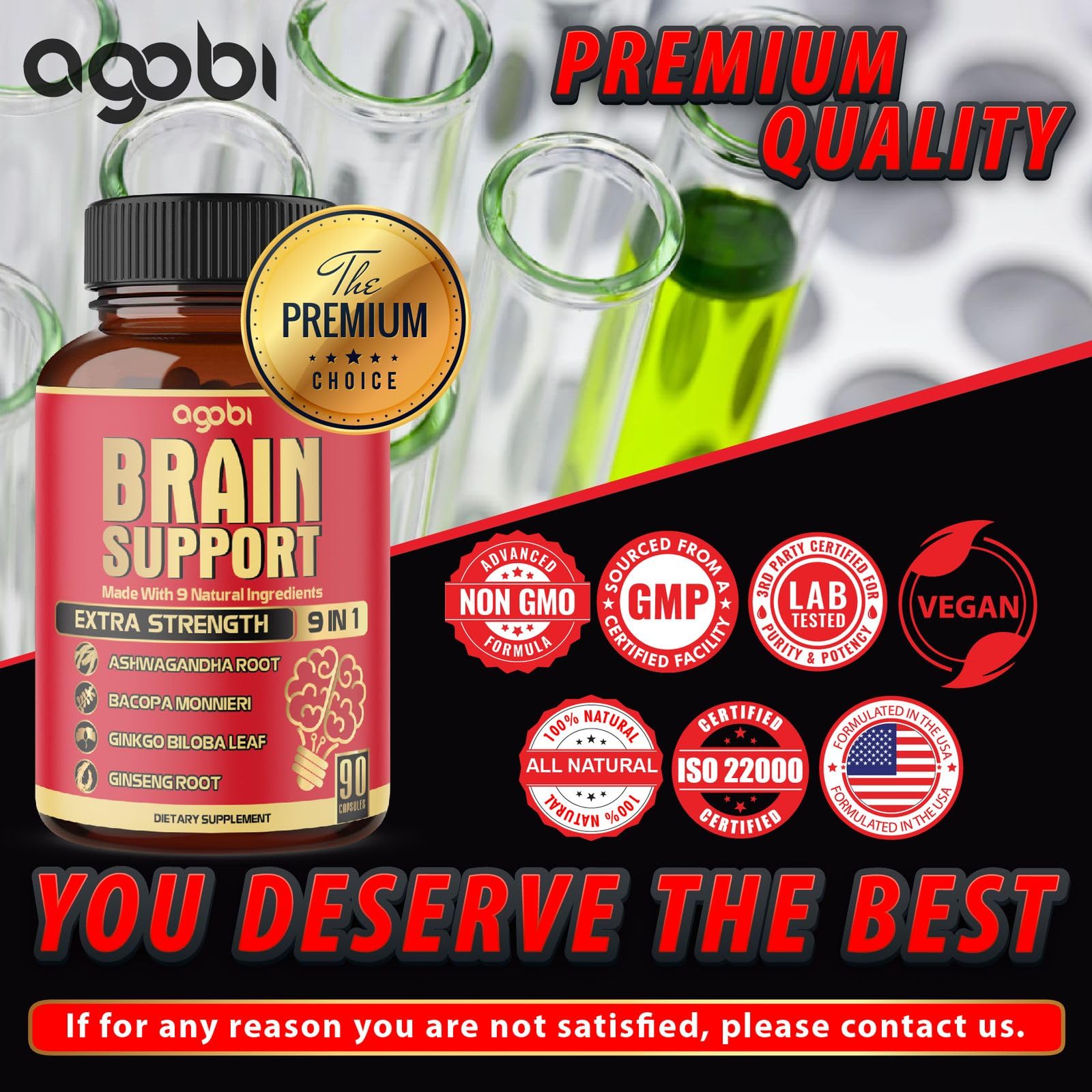Foto 7 pulgar | Suplemento Agobi Brain Support 9 En 1 Con Ashwagandha 90 Cápsulas - Venta Internacional