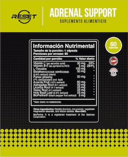 Foto 4 | Reset Nutrition | Adrenal Support | Suplemento Glándulas Suprarenales | 100% Natural | Hecho En Usa | 60 Cápsulas