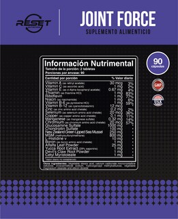 Foto 4 | Reset Nutrition | Joint Force | Soporte Articulaciones | Glucosamina | Hecho En Usa | 180 Tabletas