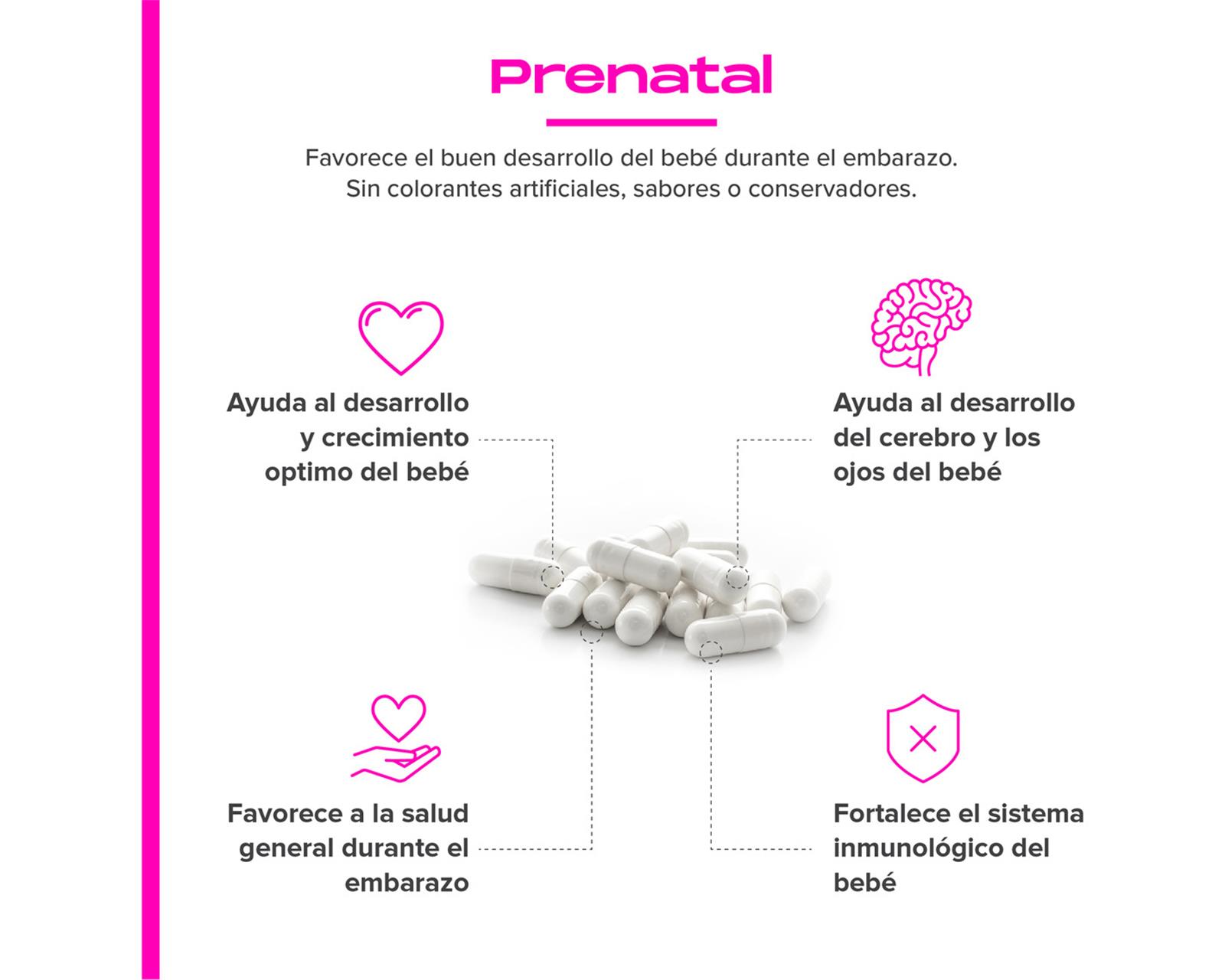 Foto 5 | Suplemento Multivitamínico Prenatal Vital4 60 Cápsulas Sabor Sin Sabor