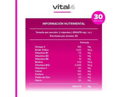 Foto 7 | Suplemento Multivitamínico Prenatal Vital4 60 Cápsulas Sabor Sin Sabor