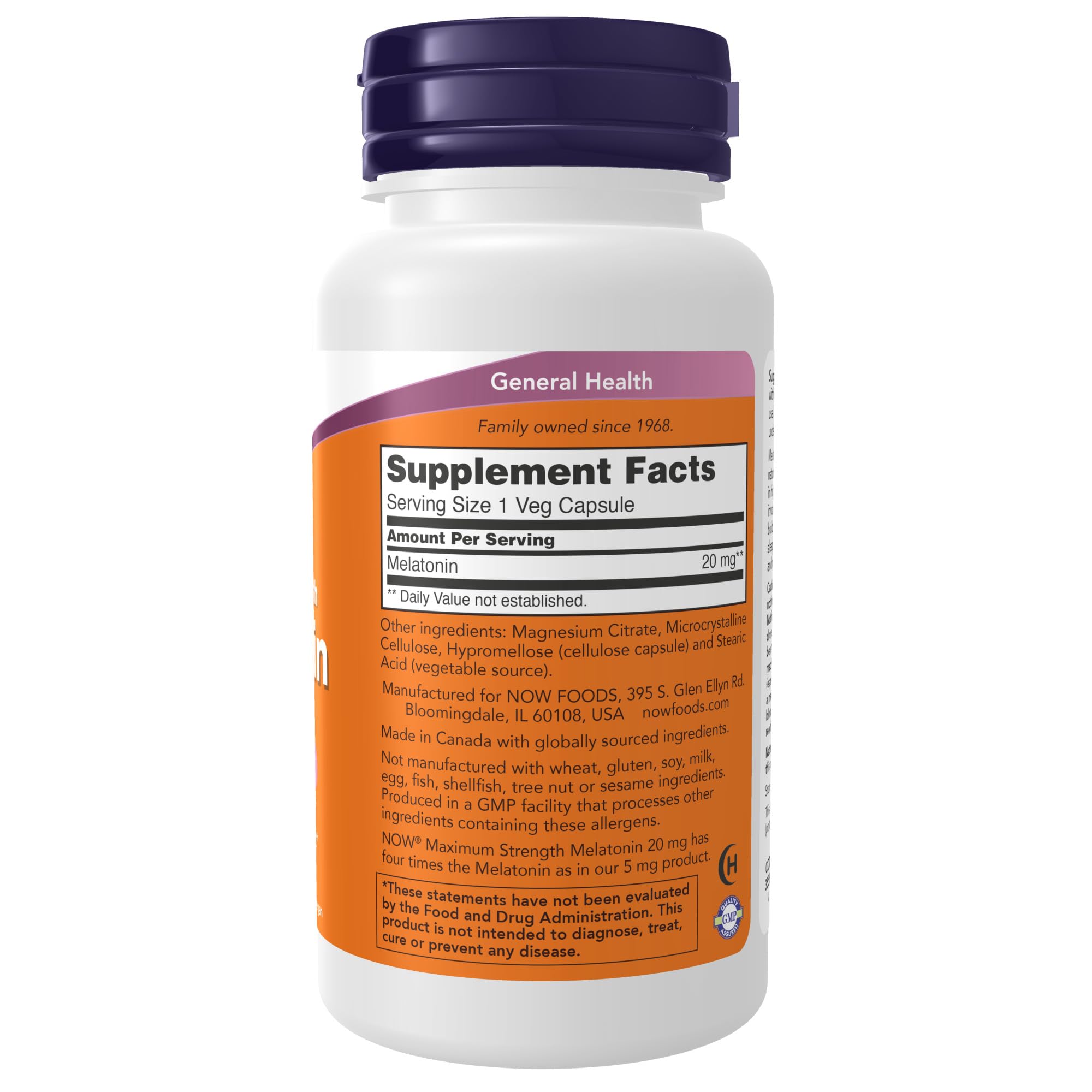 Foto 3 pulgar | Supplement Now Melatonin 20 Mg De Máxima Concentración 90 Cápsulas - Venta Internacional.