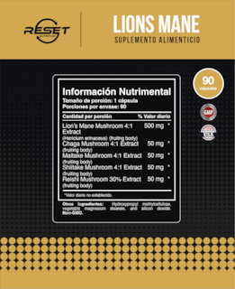 Foto 4 | Reset Nutrition | Lions Mane | Melena De León | Sistema Inmunologico | Memoria Y Enfoque | Hecho En Usa | 90 Cápsulas
