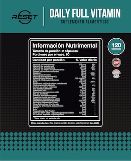 Foto 4 | Reset Nutrition | Daily Full Vitamin | Vitaminas Y Minerales | Multivitamínico | Hecho En Usa | 120 Cápsulas