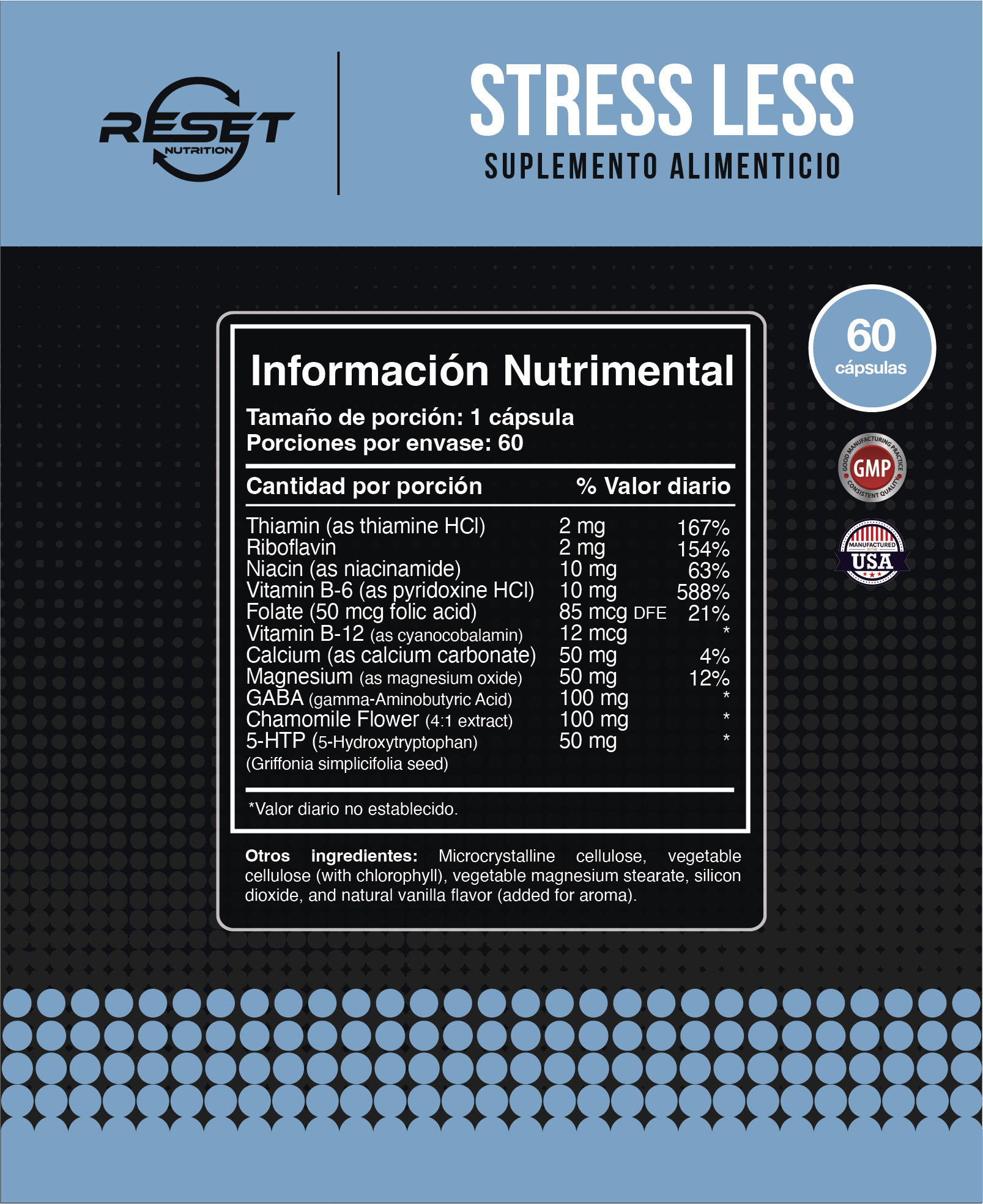 Foto 5 pulgar | Reset Nutrition | Stress Less | Mejorar Estado De Animo Y Estrés | Hecho En Usa | 60 Cápsulas
