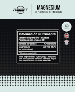 Foto 4 | Reset Nutrition | Magnesium | 500 Mg | Regulación Del Sueño | Magnesio | Hecho En Usa | 60 Cápsulas