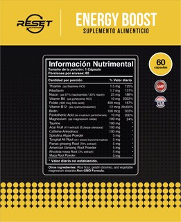 Foto 4 | Reset Nutrition | Energy Boost | Cafeína Y Acai | Energía | 60 Cápsulas