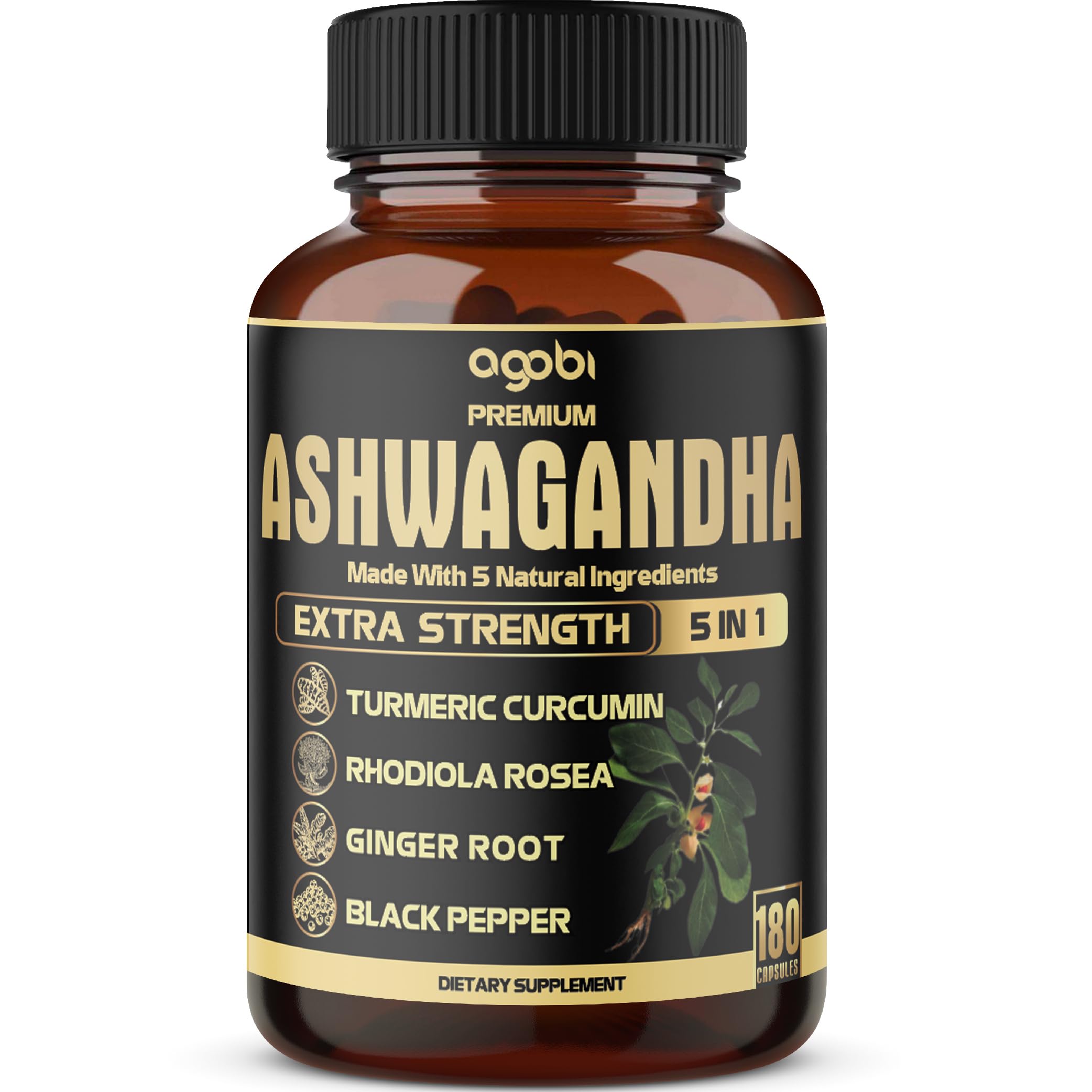 Foto 1 | Cápsulas De Suplemento Agobi Ashwagandha 5 En 1 Con Cúrcuma, 180 Unidades - Venta Internacional.