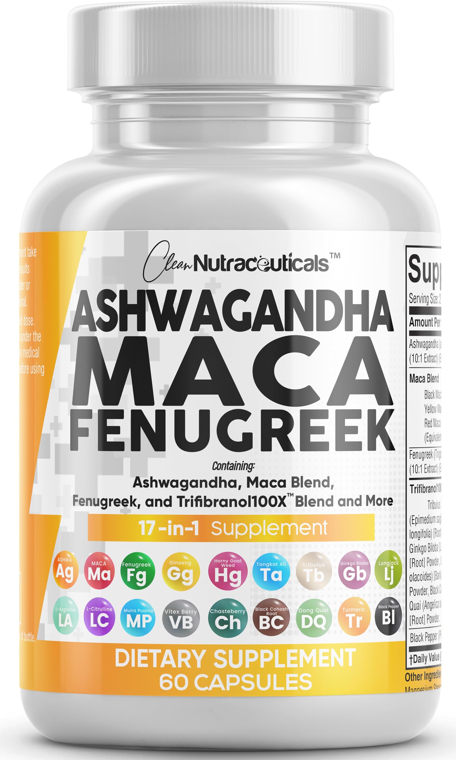 Foto 2 pulgar | Suplemento Clean Nutraceuticals: Ashwagandha, 5000 Mg, Maca, 2000 Mg - Venta Internacional.