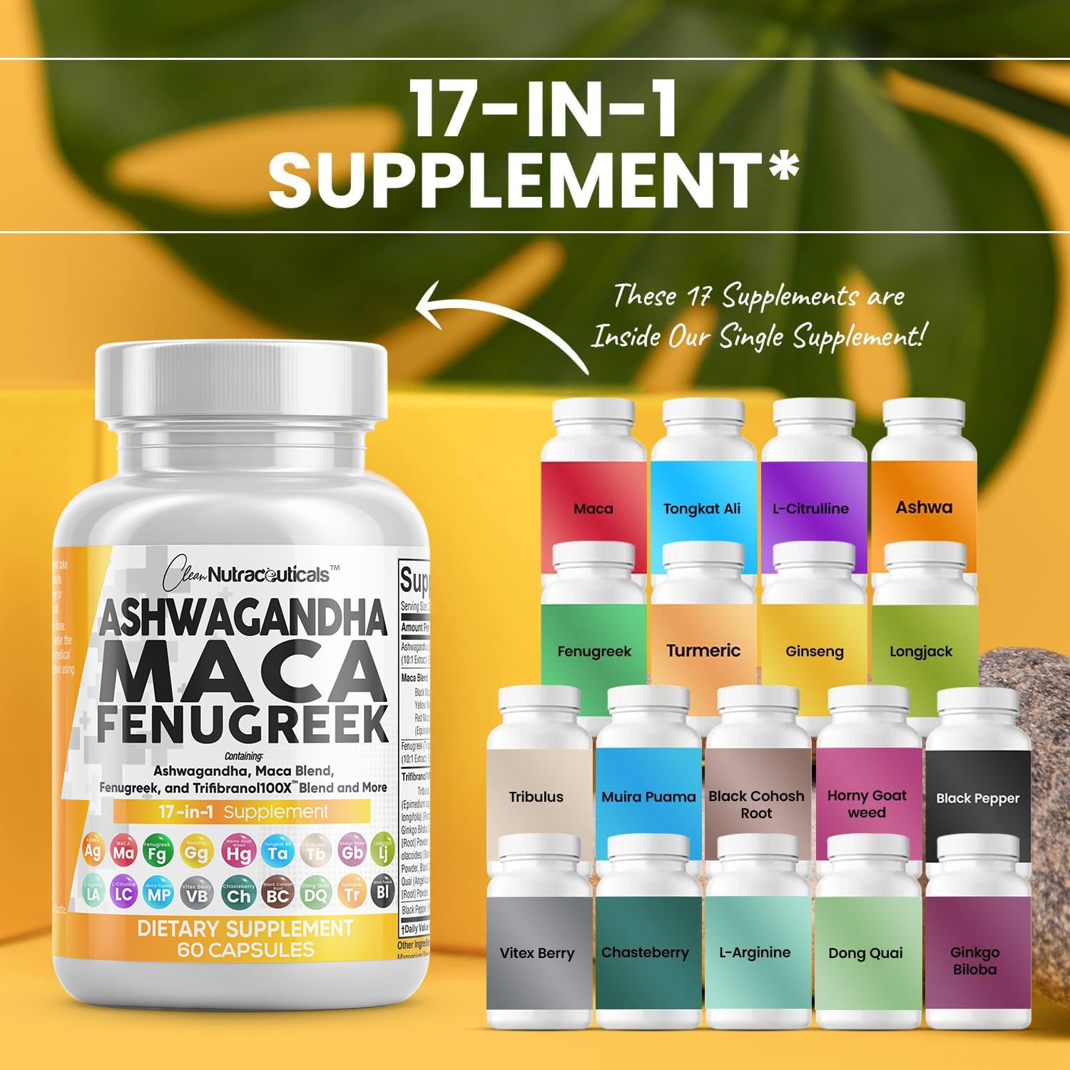 Foto 3 pulgar | Suplemento Clean Nutraceuticals: Ashwagandha, 5000 Mg, Maca, 2000 Mg - Venta Internacional.