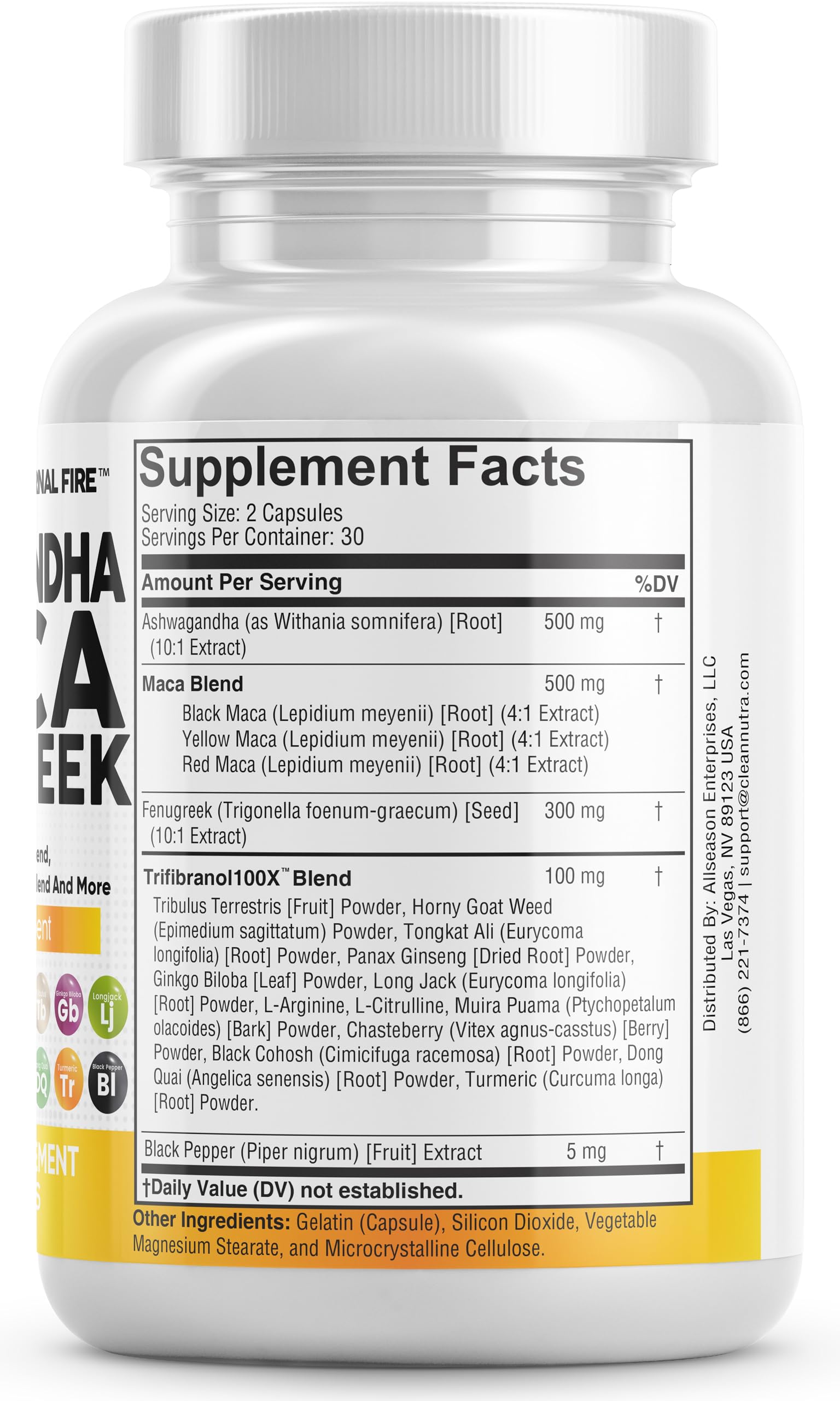 Foto 5 pulgar | Suplemento Clean Nutraceuticals: Ashwagandha, 5000 Mg, Maca, 2000 Mg - Venta Internacional.