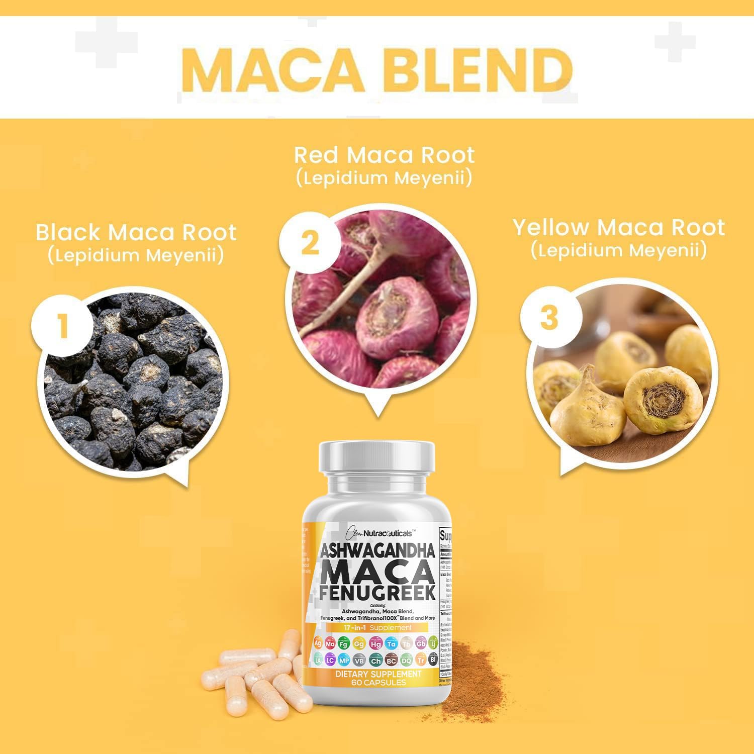 Foto 6 pulgar | Suplemento Clean Nutraceuticals: Ashwagandha, 5000 Mg, Maca, 2000 Mg - Venta Internacional.