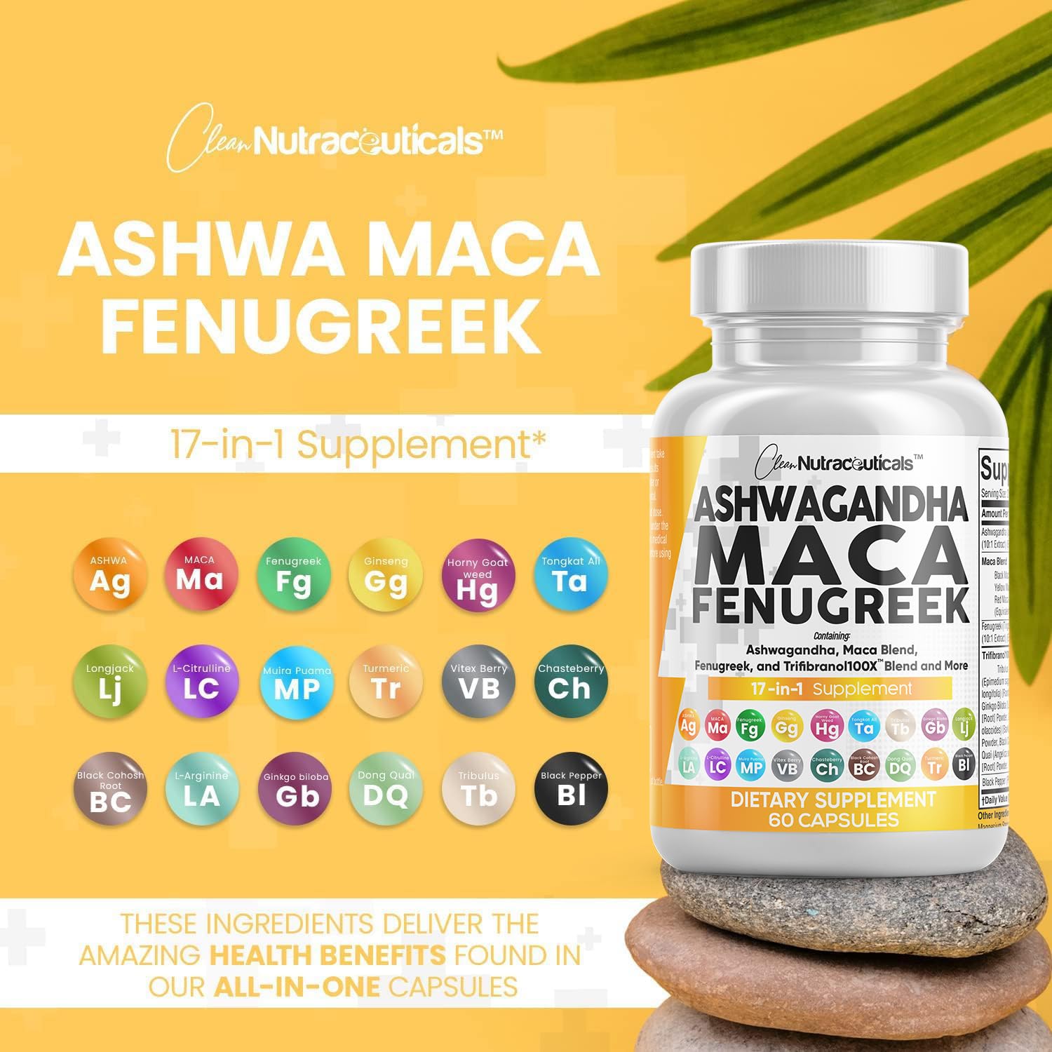 Foto 7 pulgar | Suplemento Clean Nutraceuticals: Ashwagandha, 5000 Mg, Maca, 2000 Mg - Venta Internacional.