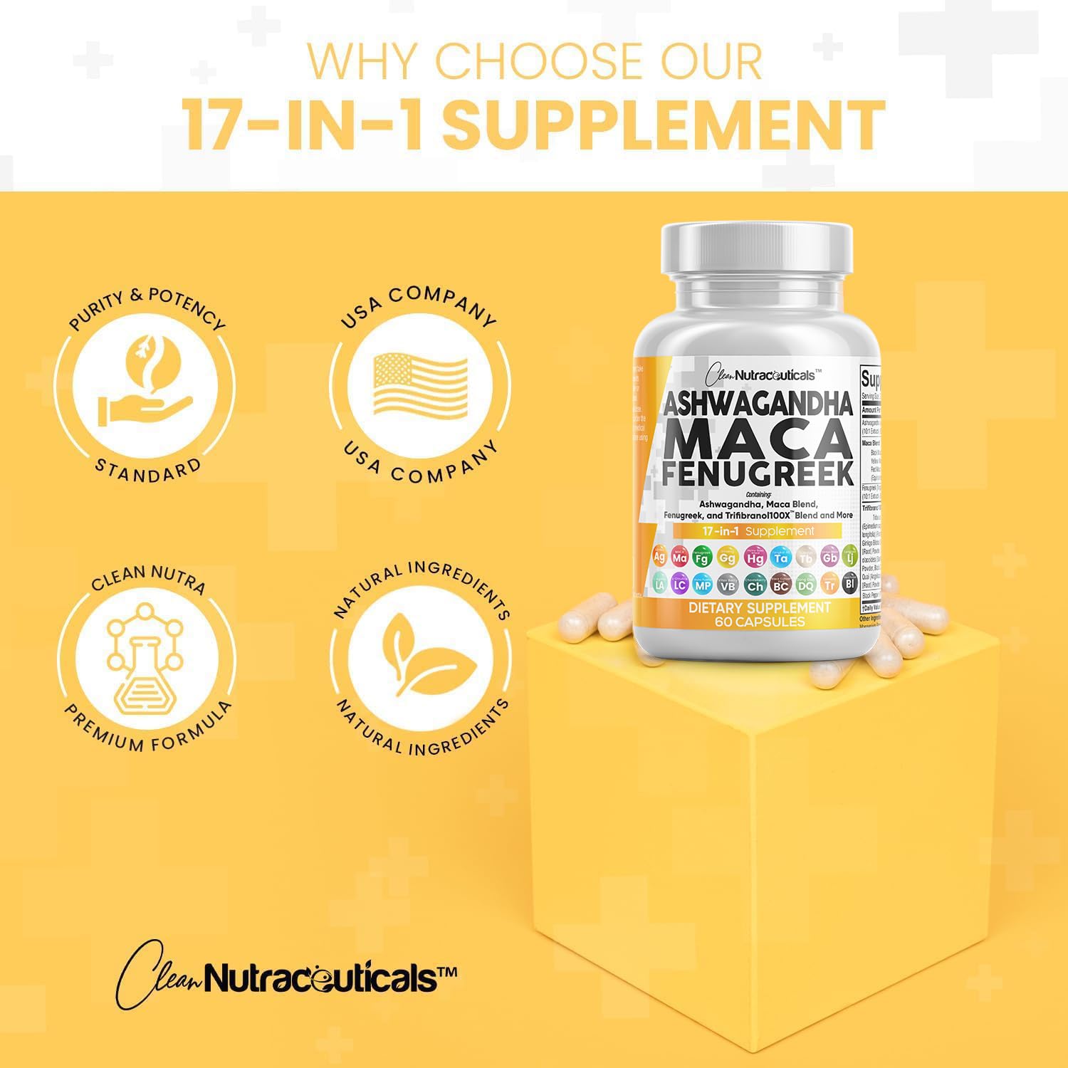 Foto 8 pulgar | Suplemento Clean Nutraceuticals: Ashwagandha, 5000 Mg, Maca, 2000 Mg - Venta Internacional.