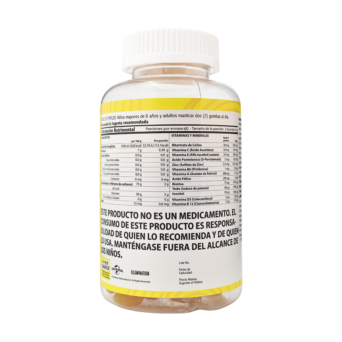Foto 3 pulgar | Gummies Minions Wago Lab 120 Pzas. Cont. 240g Gomitas Con Vitaminas Y Minerales Para Niños Y Adultos