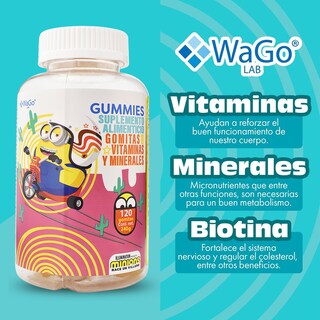 Foto 5 | Gummies Minions Wago Lab 120 Pzas. Cont. 240g Gomitas Con Vitaminas Y Minerales Para Niños Y Adultos