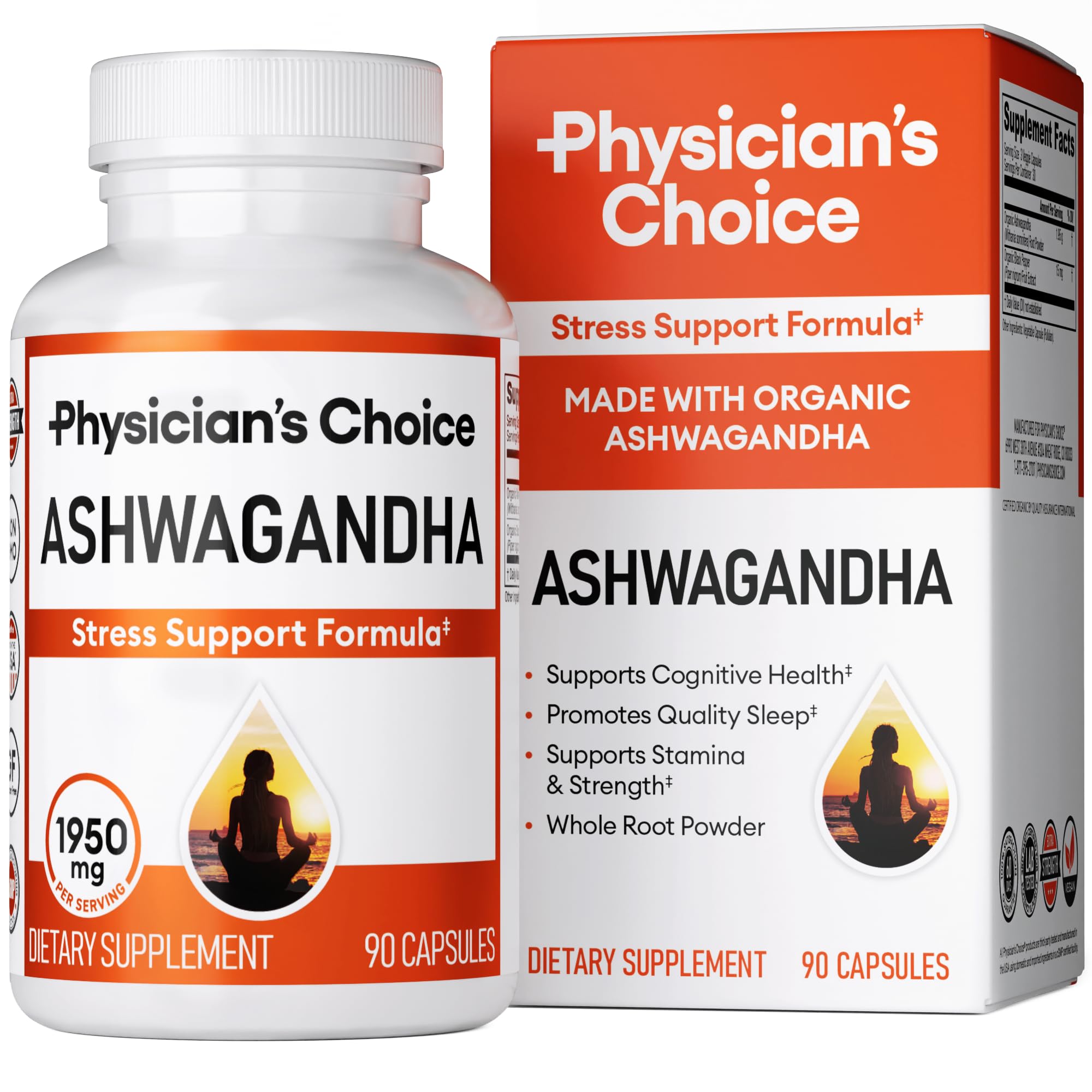 Foto 2 pulgar | Suplemento Physician's Choice Ashwagandha 1950 mg 90 Cápsulas - Venta Internacional