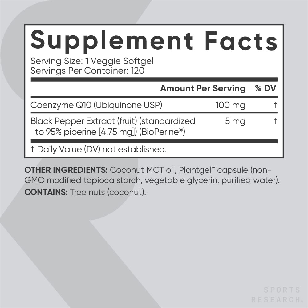 Foto 4 pulgar | Suplemento Sports Research CoQ10 100 mg con Aceite de Coco 120 Cápsulas Blandas - Venta Internacional