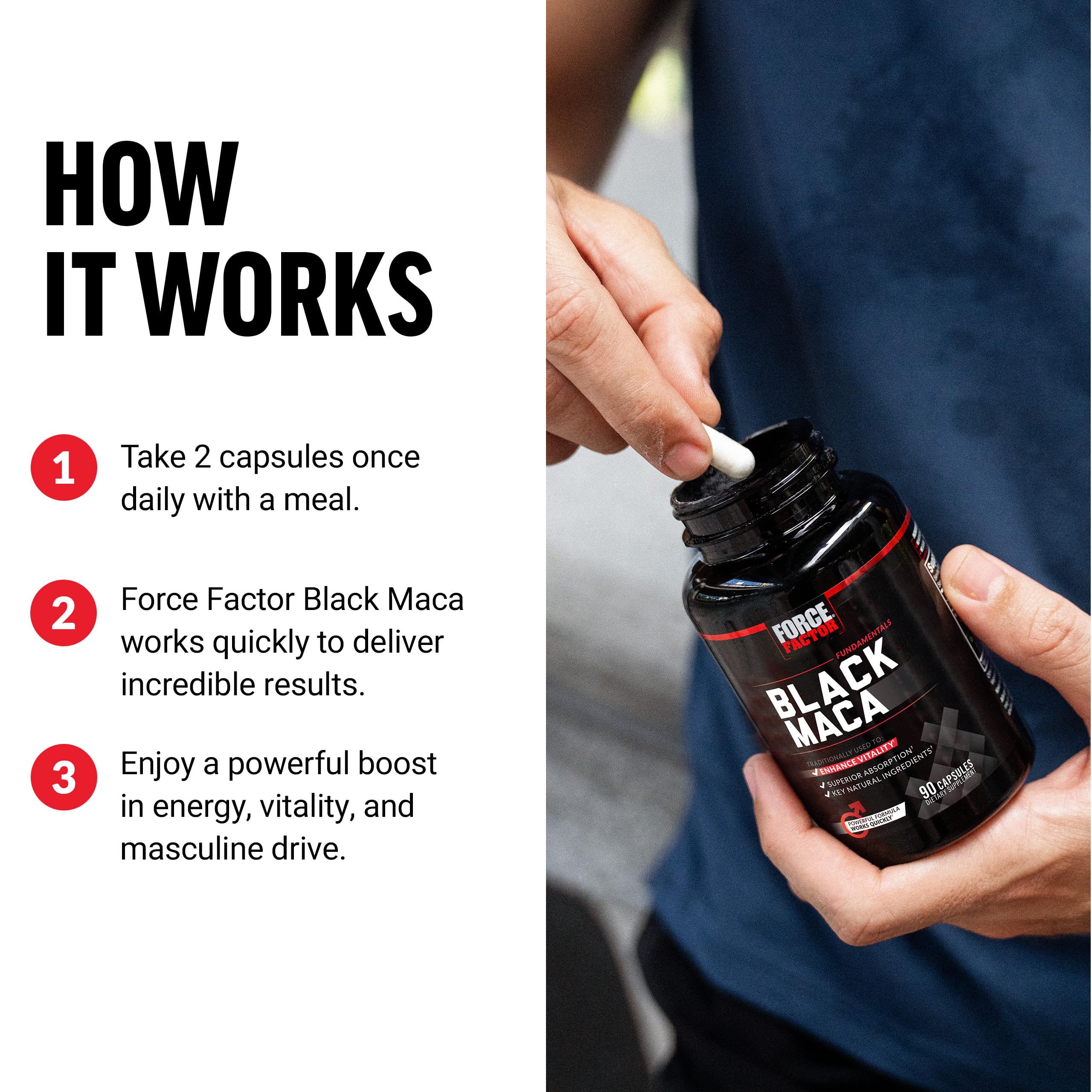 Foto 4 | Suplemento de Vitalidad Force Factor de Raíz de Maca Negra 1000 mg - Venta Internacional