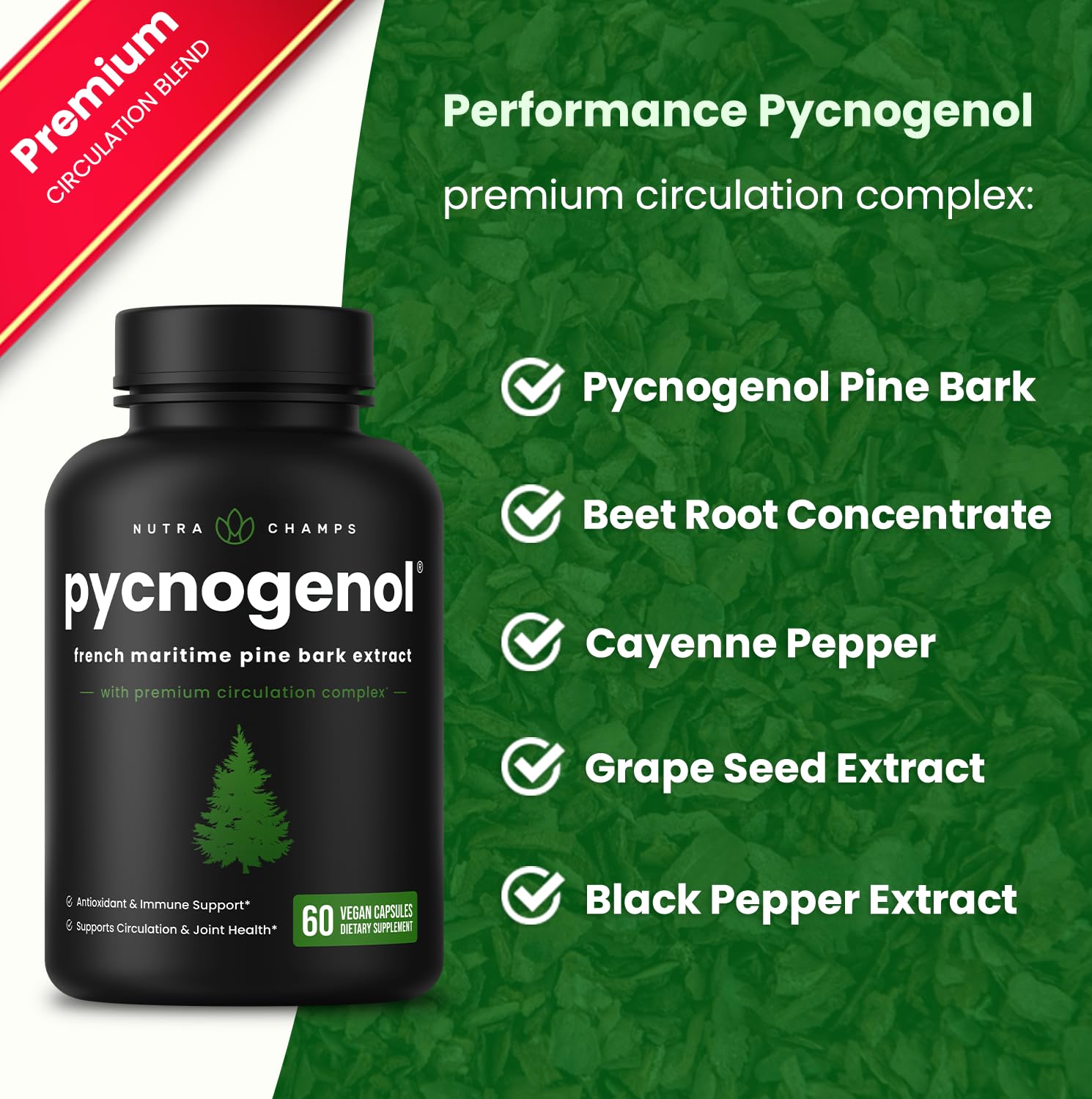 Foto 5 pulgar | Suplemento Nutrachamps Pycnogenol Extracto de Corteza de Pino Marítimo Francés 60 Cápsulas - Venta Internacional