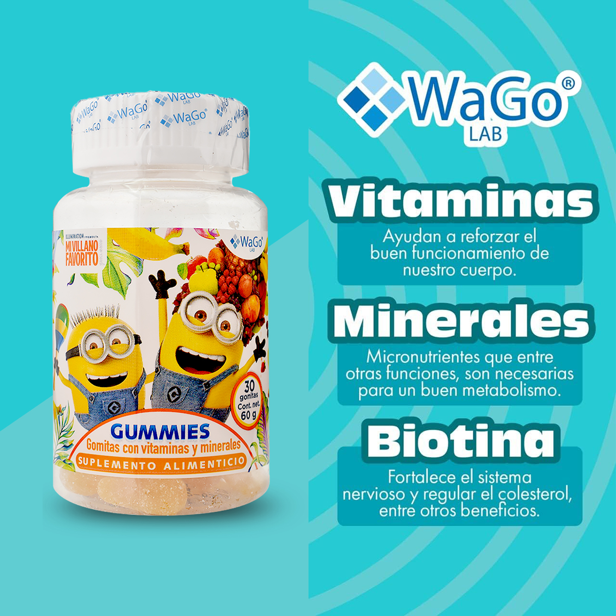 Foto 5 pulgar | Suplemento Alimenticio Minions Gummies 30 Piezas