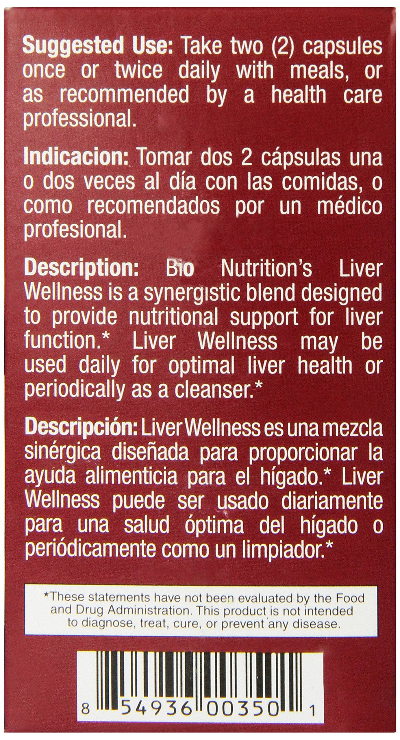 Foto 3 pulgar | Suplemento Bio Nutrition Liver Wellness 60 Cápsulas Vegetarianas - Venta Internacional.