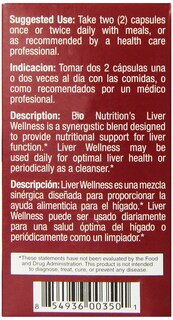Foto 2 | Suplemento Bio Nutrition Liver Wellness 60 Cápsulas Vegetarianas - Venta Internacional.