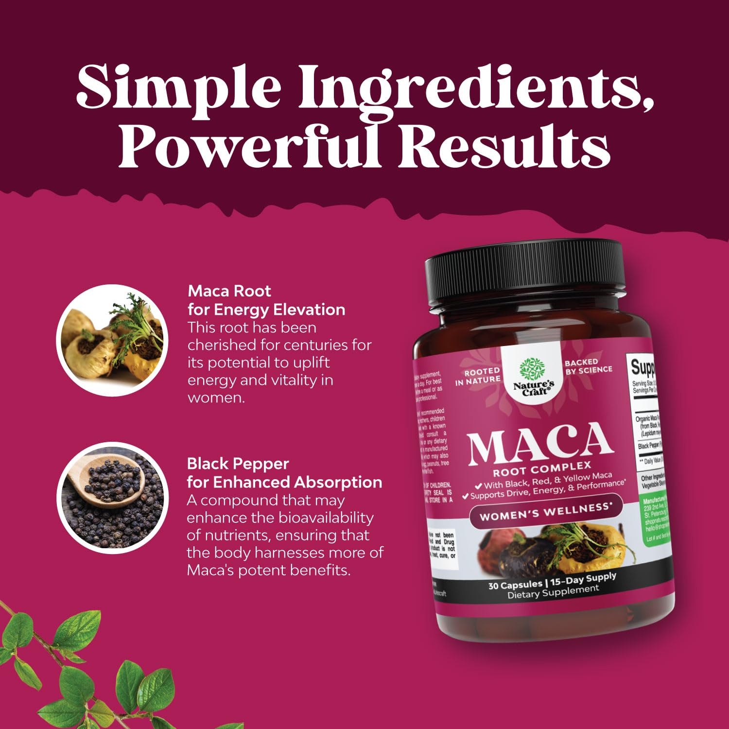 Foto 5 | Cápsulas De Raíz De Maca Orgánica Supplement Natures Craft, 30 Unidades - Venta Internacional.