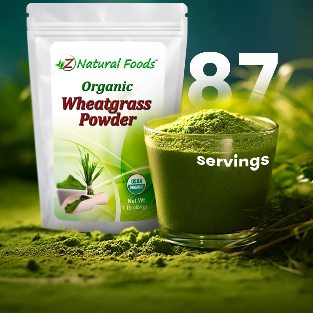 Foto 7 pulgar | Hierba De Trigo En Polvo Z Natural Foods, 1 Libra, Orgánico, 87 Porciones - Venta Internacional.