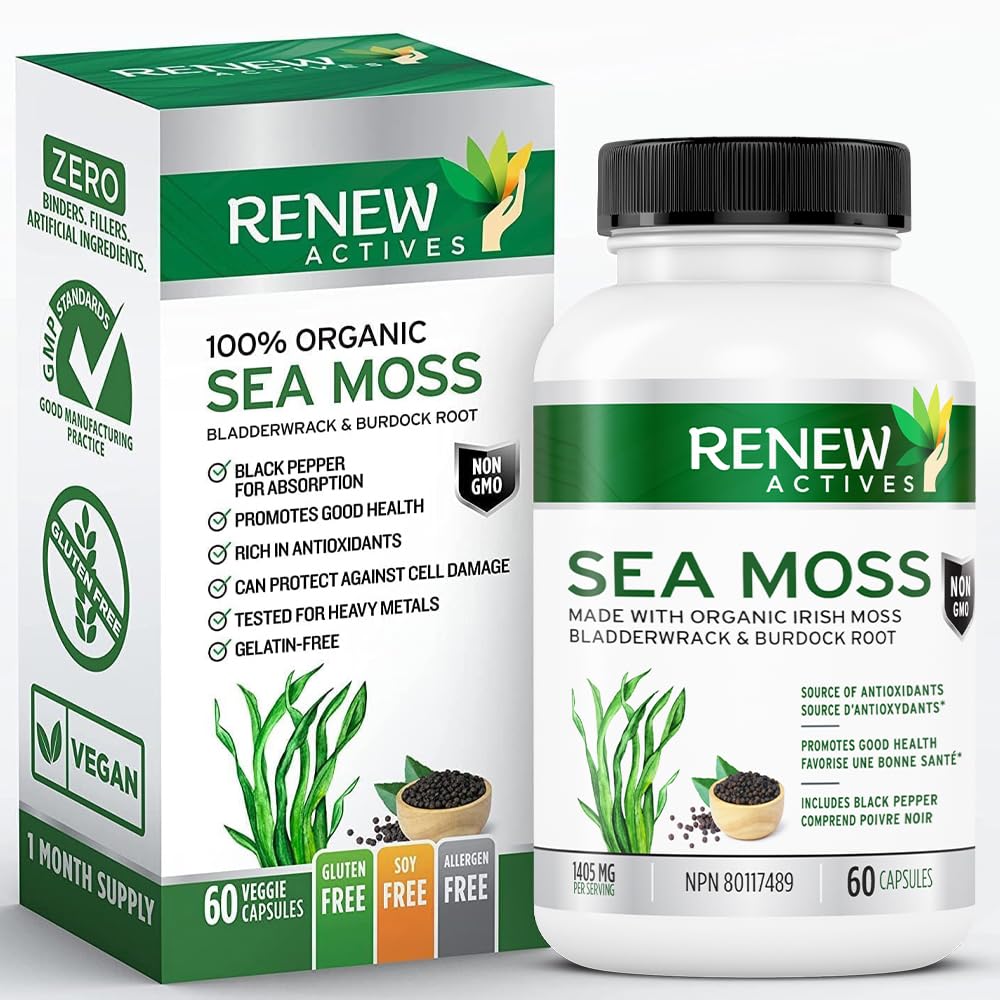 Cápsulas Sea Moss Renew Actives Triple-action 60 Cápsulas - Venta Internacional.