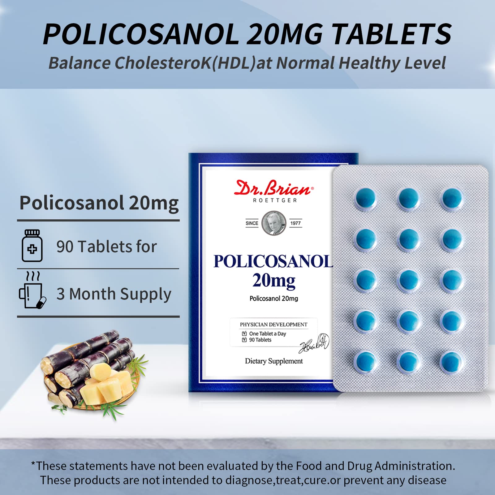 Foto 5 pulgar | Suplemento Dr. Brian Policosanol 20 Mg De Caña De Azúcar 90 Comprimidos - Venta Internacional.