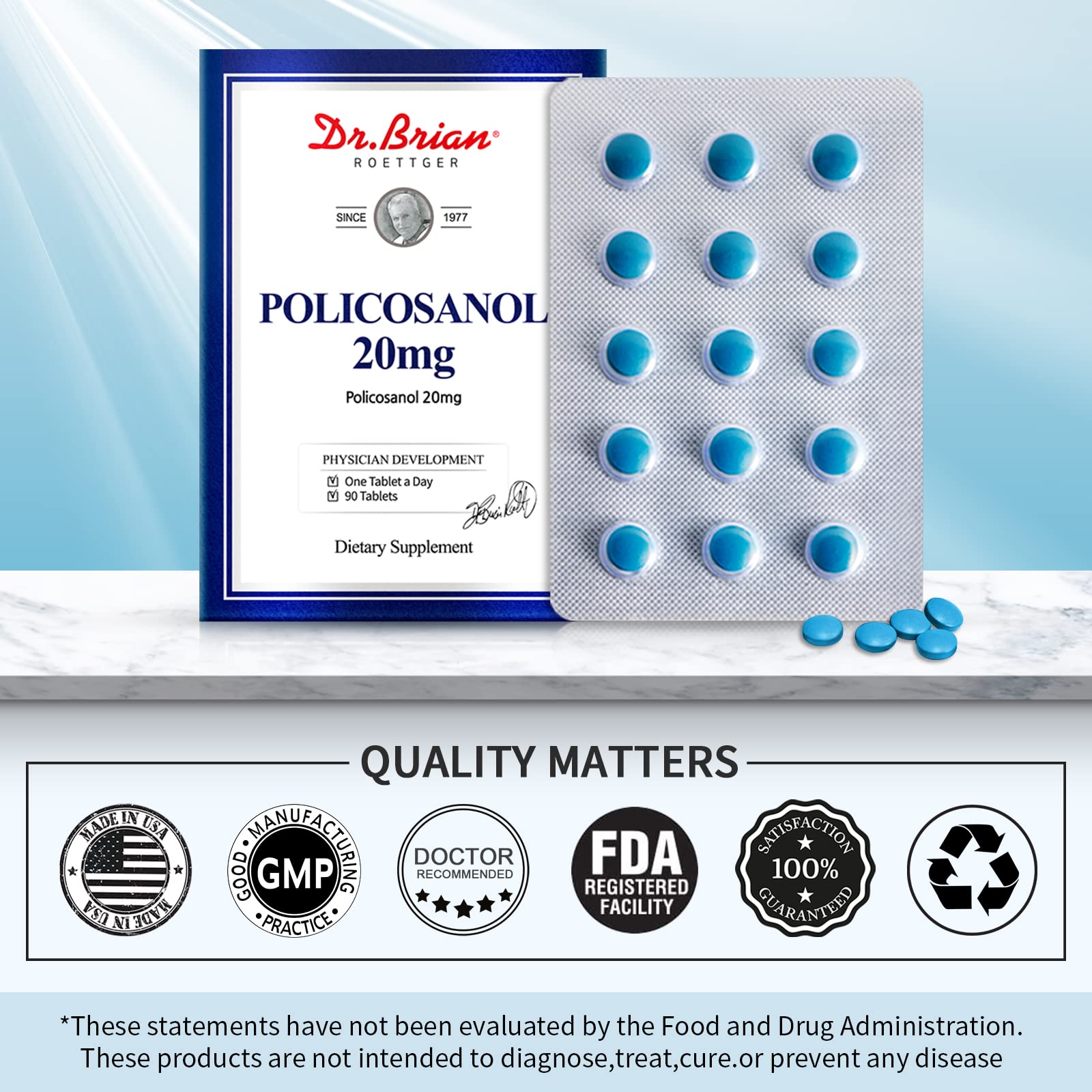 Foto 6 pulgar | Suplemento Dr. Brian Policosanol 20 Mg De Caña De Azúcar 90 Comprimidos - Venta Internacional.