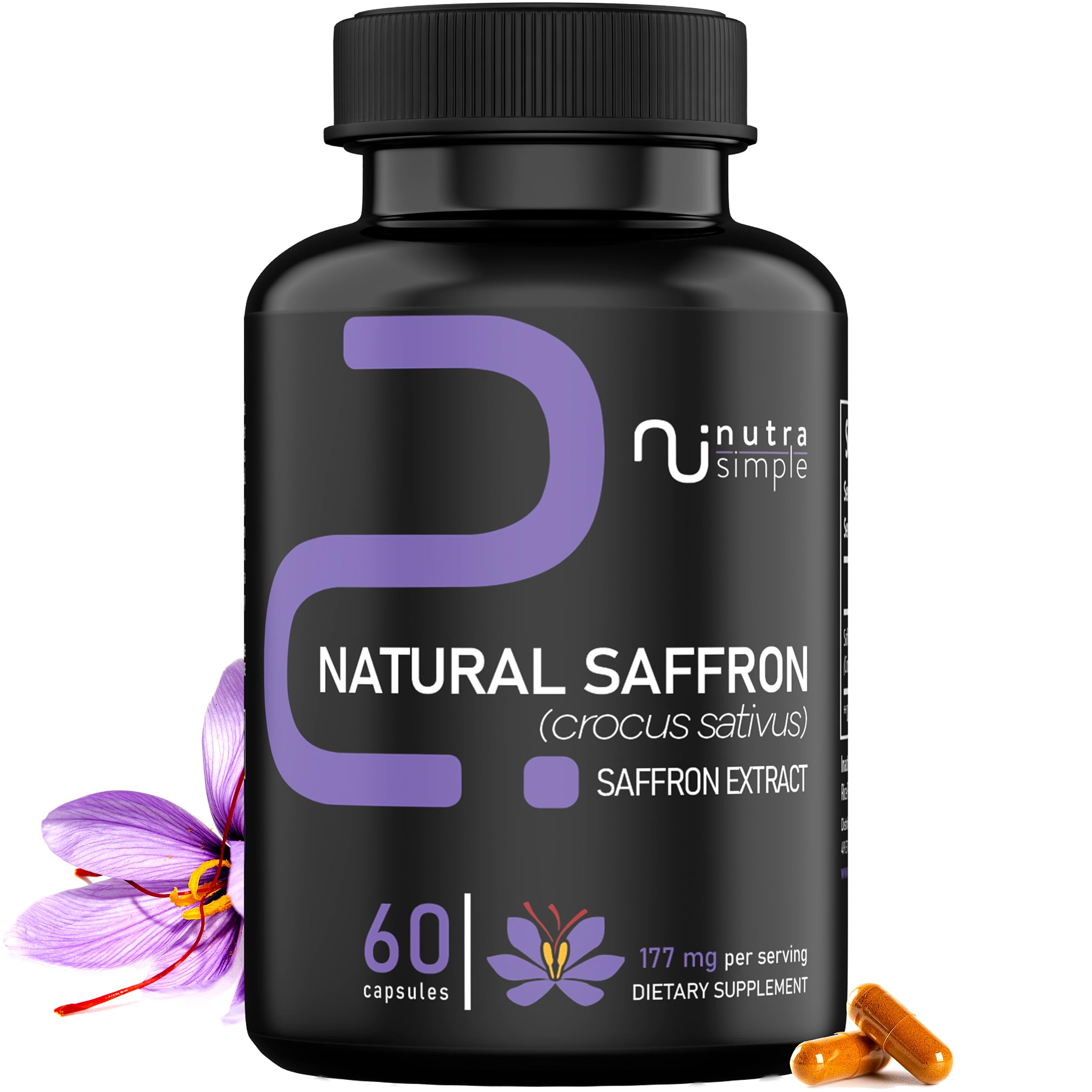 Suplementos Nutra Simple: Extracto De Azafrán, 177 Mg, 60 Cápsulas - Venta Internacional.