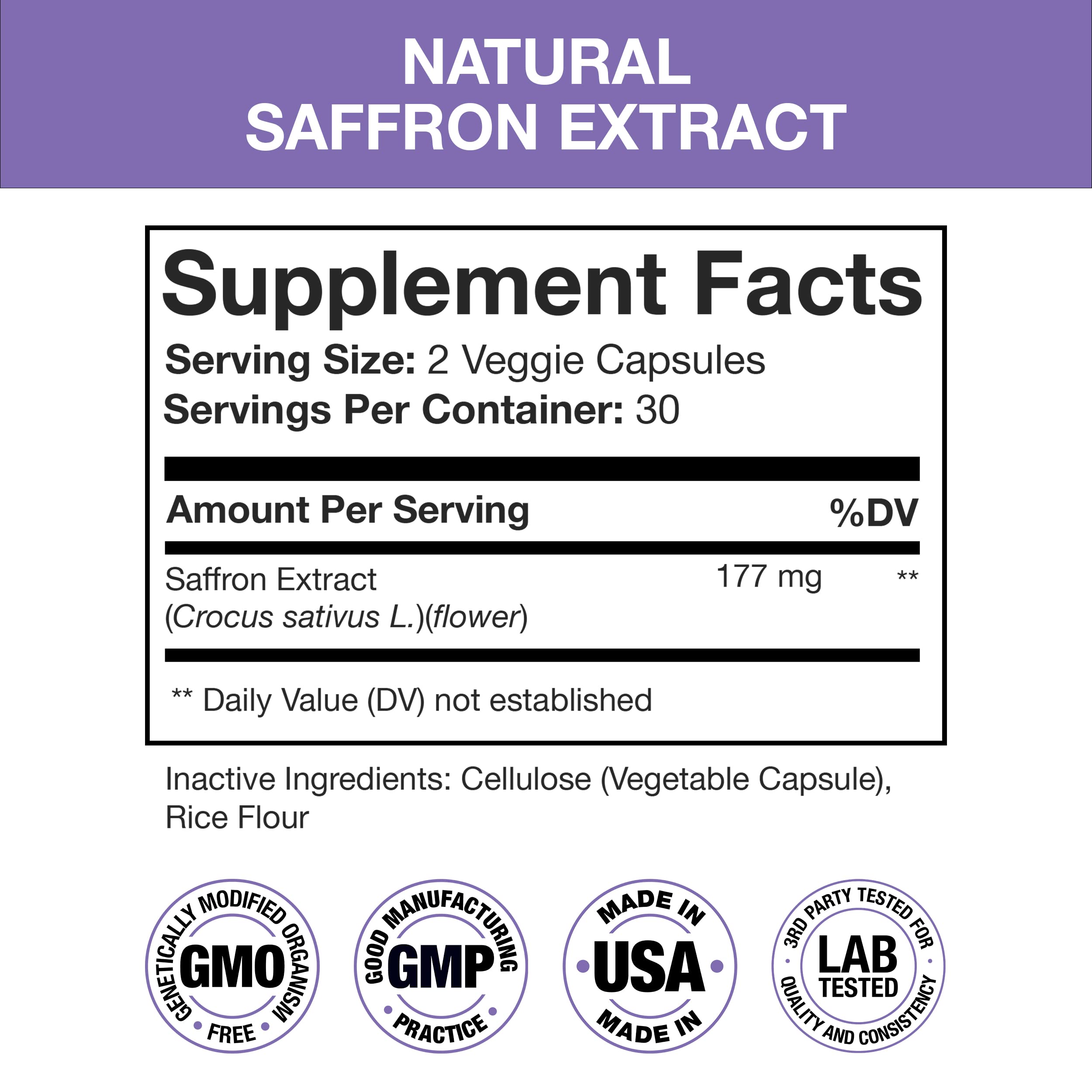 Foto 3 pulgar | Suplementos Nutra Simple: Extracto De Azafrán, 177 Mg, 60 Cápsulas - Venta Internacional.